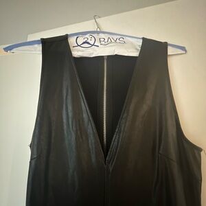 Leather V neck jumpsuit